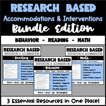 Preview of Accommodations / Interventions for Behavior, Reading, & Math! BUNDLE