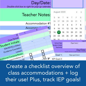 Preview of 3-in-1 Special Ed Bundle: Accommodations Log/Checklist + IEP Goal Tracker