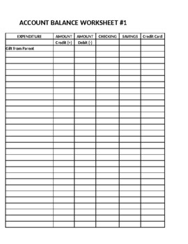 Preview of Account Balance Worksheet