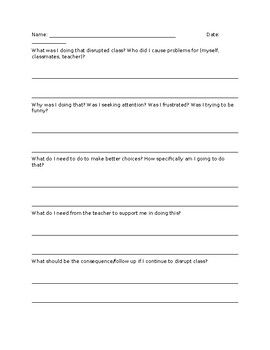 Preview of Accountability/Discipline Worksheet