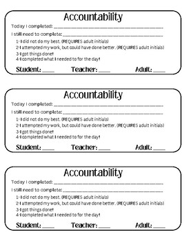 Preview of Accountability Sheet