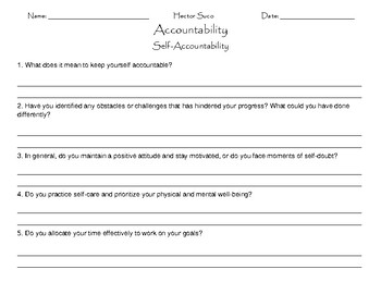 Preview of Accountability Worksheet: Achieve Goals & Increase Productivity