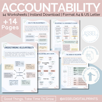Preview of Accountability Worksheets, Responsibility Worksheets, Couples Therapy , self es