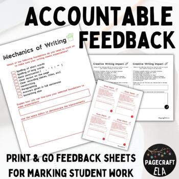 Preview of Accountable Feedback Sheet | Printable Marking Resources | Fast Student Advice