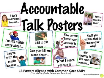 Preview of Accountable Math Talk Questions Posters - Common Core SMPs