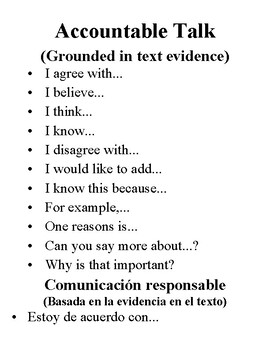 Preview of Accountable Talk English & Spanish