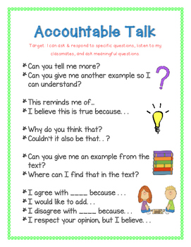 Preview of Accountable Talk - Anchor Chart - Classroom Discussions - Bookmarks