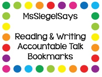 Preview of Accountable Talk Bookmark (Reading & Math)