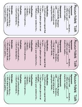 Accountable Talk Bookmarks! by Happy to the Core | TPT