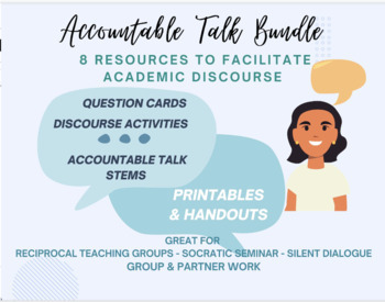 Preview of Accountable Talk Bundle - Middle & High School - Handouts, Cards, Stems,