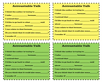 Preview of Accountable Talk Cheat Sheets Version #2