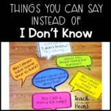Accountable Talk Classroom Posters -  Instead of I Don't Know