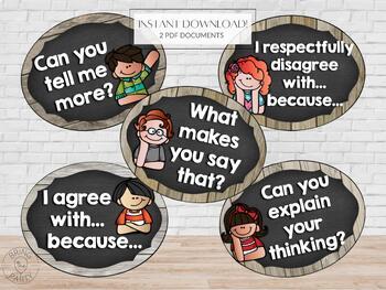 Preview of Accountable Talk Classroom Posters, Sentence Starters, What Makes You Say That?