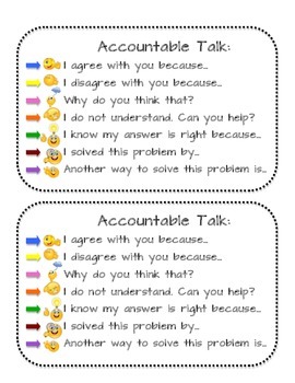 Preview of Accountable Talk Conversation Starter Cards