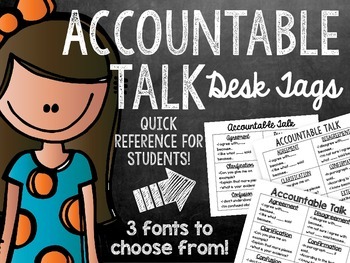 Preview of Accountable Talk Desk Tags; Mini Posters