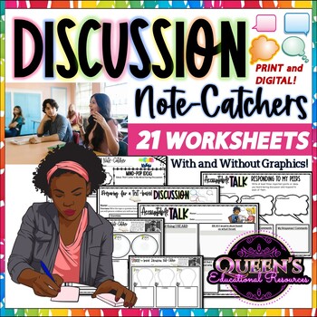Preview of Accountable Talk Discussion Note-Catcher Worksheets (Print and Digital)