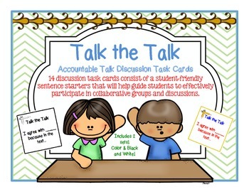 Preview of Accountable Talk Discussion Task Cards! Promote Listening & Speaking Skills!