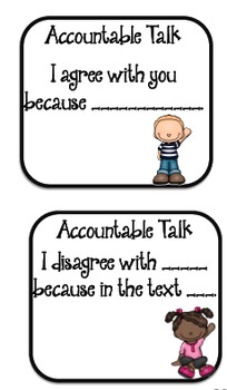 Preview of Accountable Talk Discussion Task Cards AND Self Assessment Bookmarks!
