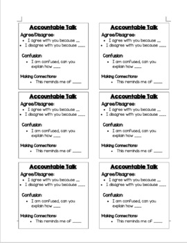 Preview of Accountable Talk Post-It (Ready to Print)