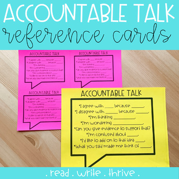 Preview of FREE Accountable Talk Posters: Sentence Stem Reference Cards {Desk-sized}