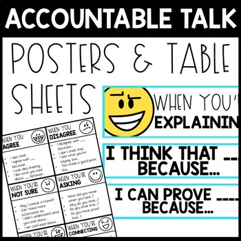 Preview of EDITABLE Accountable Talk Posters and Table Sheets - Accountable Talk Stems