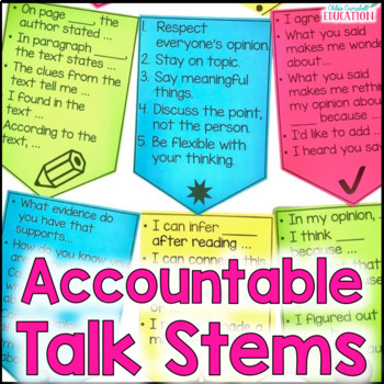Preview of Accountable Talk Posters with Sentence Stems for Bulletin Board & Student Desks