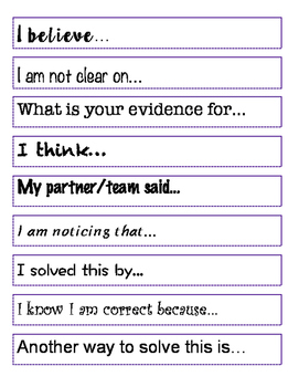 Preview of Accountable Talk Printable Sentence Stems