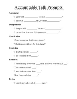 Preview of Accountable Talk Prompts