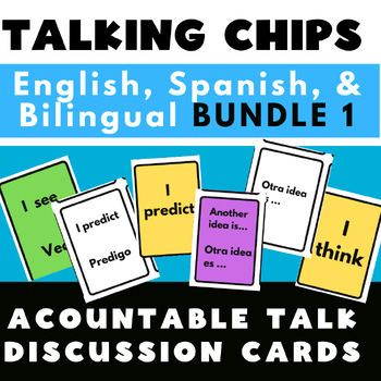Preview of Accountable Talk Prompts/ Talk Moves Convo Cards ENG + Spanish BILINGUAL BUNDLE