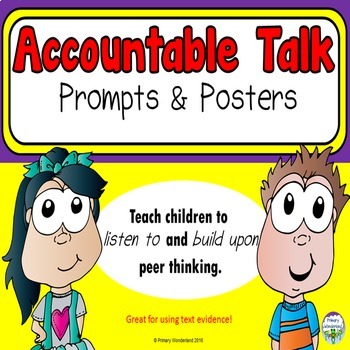 Preview of Accountable Talk Prompts and Posters 1st 2nd 3rd Grade