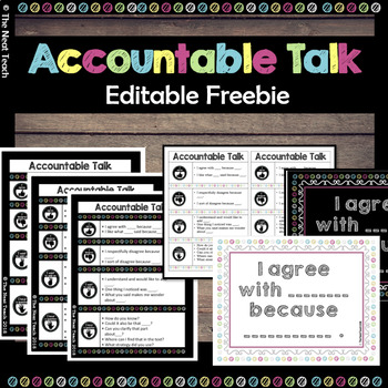Accountable Talk Question and Sentence Stems Card- Freebie