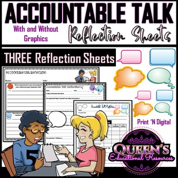 Preview of Accountable Talk Reflection Sheets , Discussion Reflection (Print and Digital)