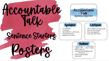 Preview of Accountable Talk Sentence Starters Posters