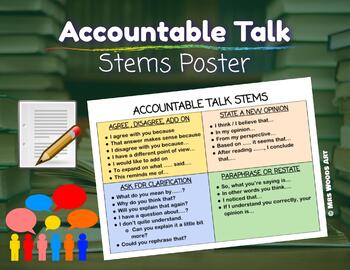 sentence stems accountable talk poster subject english