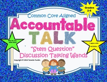 Preview of Accountable Talk "Stem Question" Discussion Wands (Grades 2-6)