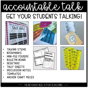 Preview of Accountable Talk {Talking Stems, Bookmarks, Mini-Folders, Desktags, BB}