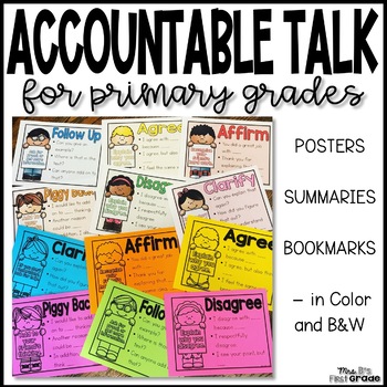 Preview of Accountable Talk for Primary Grades - Posters & Bookmarks