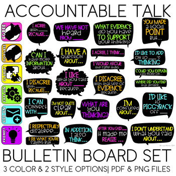 Preview of Accountable Talk with Sentence Stems | Bulletin Board Set | Posters