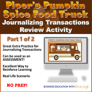Preview of Accounting Class Journalizing Transactions Review - Pumpkin Spice Food Truck