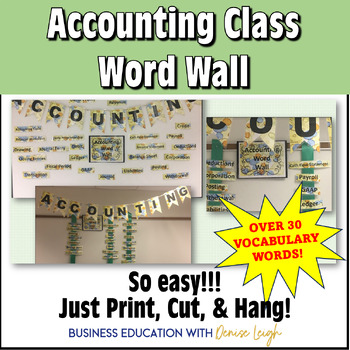 Preview of Accounting Class Word Wall Classroom Décor/Bulletin Board - 30 Vocabulary Words!