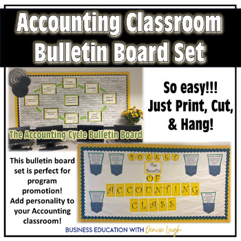 Preview of Accounting Classroom Décor Set with Accounting Cycle and Promo Bulletin Boards