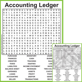 Preview of Accounting Ledger Word Search