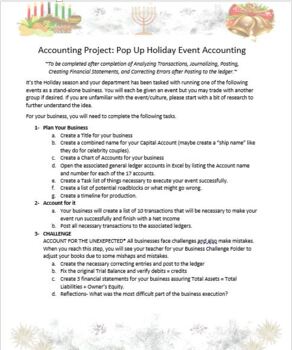 Preview of Accounting Project- Holiday Pop-up Business (Excel Simulation)