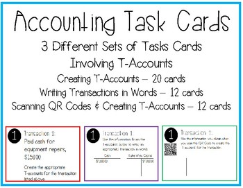 Preview of Accounting T-Account Task Cards