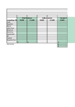 Preview of Accounting Worksheet  Spreadsheet