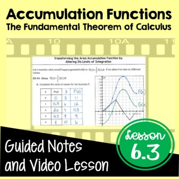 Preview of Accumulation Functions Notes with Video (Unit 6) Distance Learning
