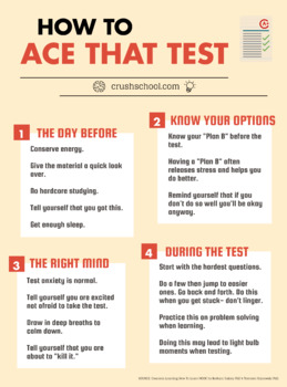 Ace That Test Printable Classroom Poster by Crush School TpT