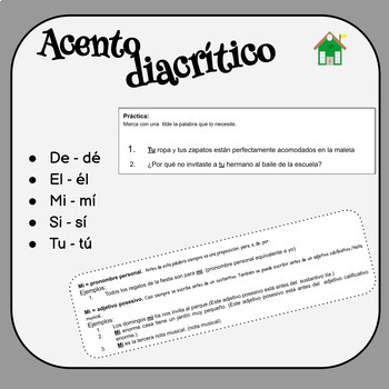 Acento diacrítico by Escuelaverde | TPT