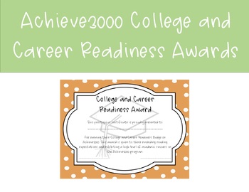 Preview of Achieve 3000 College and Career Readiness Award