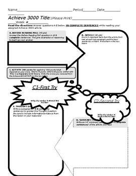 Preview of Achieve 3000 doddle notes/worksheet